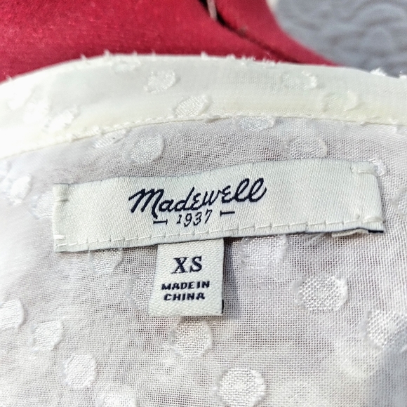 Madewell Polka Dot Off White Sheer Camisole Button Up Blouse - Picture 10 of 10